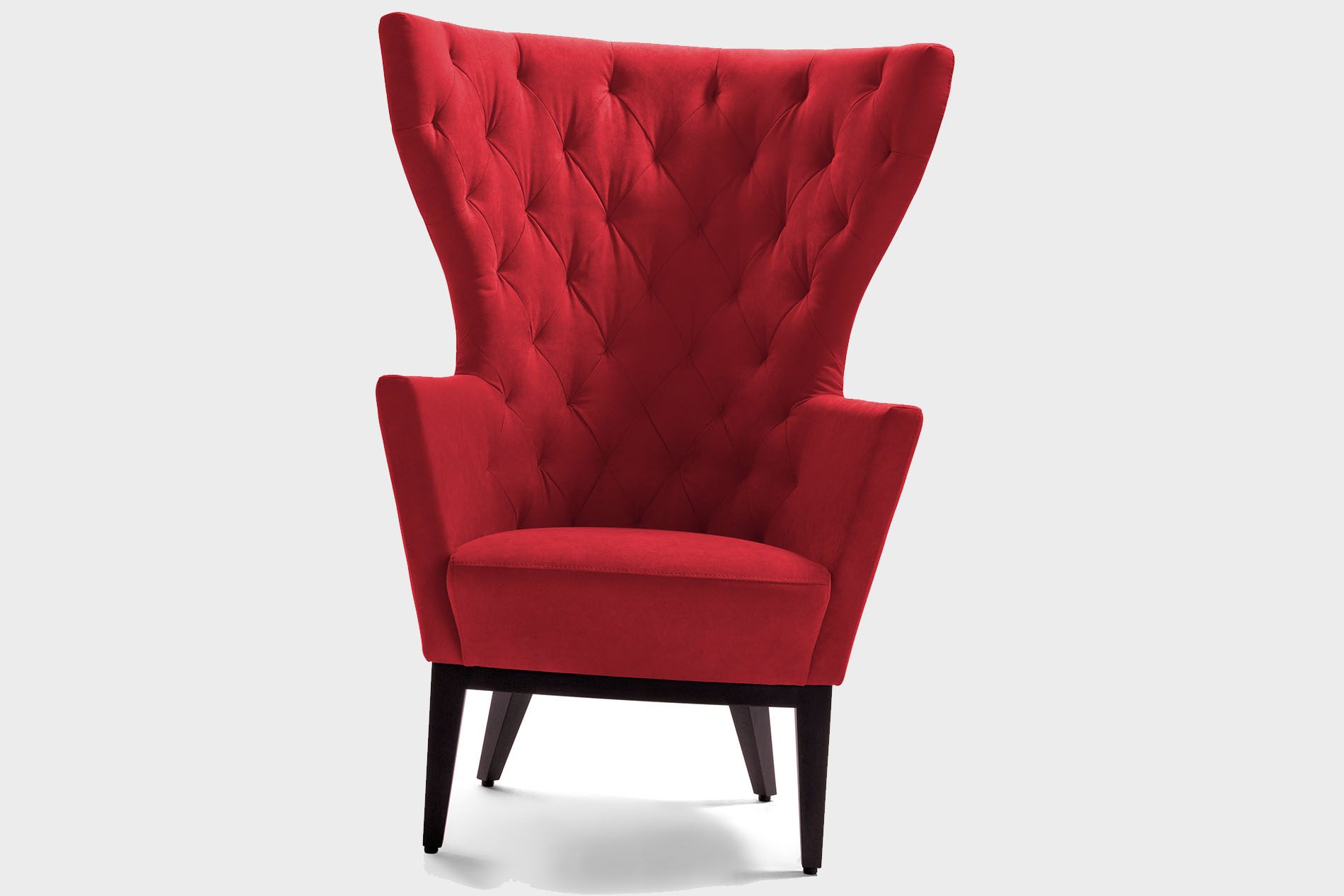 Signet Sessel Soho. Der moderne Ohrensessel Soho von Signet mit roten Velourstoff.